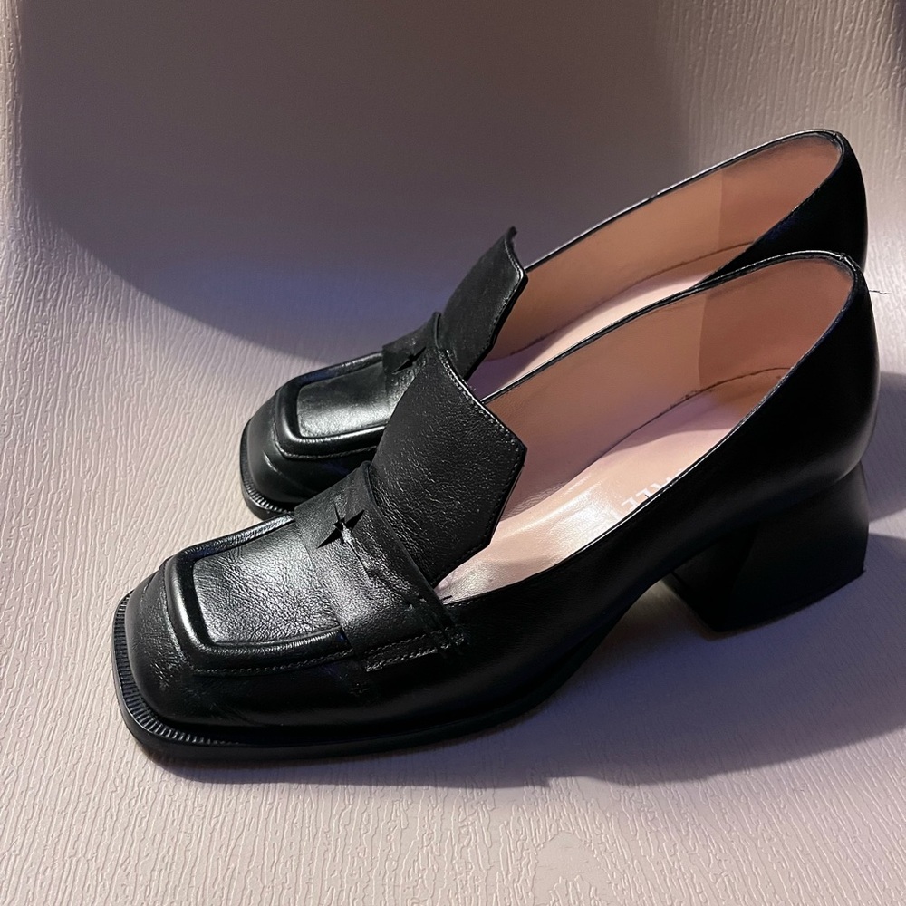 Nodaleto Black Kitty Mid Block Heel Loafer 39